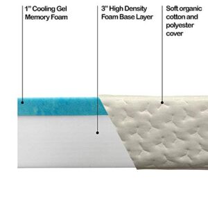 Foamma 4" x 48" x 80" Gel Memory Foam Mattress for RV with Water Resistant Organic Cotton Cover, Firm High Density Foam Base, USA Made, CertiPUR-US Certified Foam