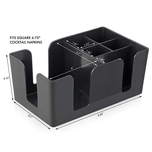 New Star Foodservice 48001 Plastic Bar Caddy Organizer with 6 Compartments, Black