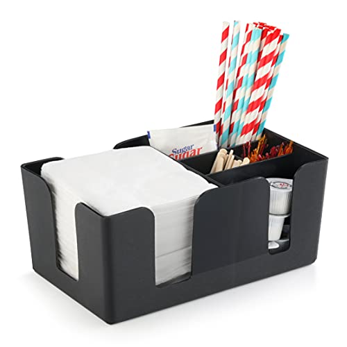 New Star Foodservice 48001 Plastic Bar Caddy Organizer with 6 Compartments, Black