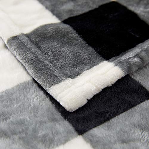 FFLMYUHUL I U Ultra Super Soft Lightweight Throw Blanket Cozy Cabin Geometric Plaid Blanket for Bed Couch Warm Fuzzy Blanket 50'' X 60'' Black-and-White Check …