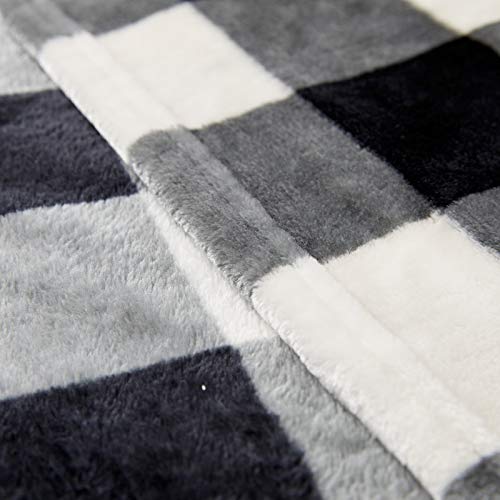 FFLMYUHUL I U Ultra Super Soft Lightweight Throw Blanket Cozy Cabin Geometric Plaid Blanket for Bed Couch Warm Fuzzy Blanket 50'' X 60'' Black-and-White Check …