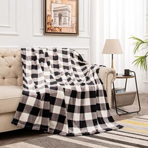 FFLMYUHUL I U Ultra Super Soft Lightweight Throw Blanket Cozy Cabin Geometric Plaid Blanket for Bed Couch Warm Fuzzy Blanket 50'' X 60'' Black-and-White Check …