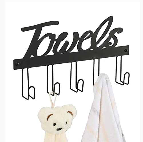 Hassfull Towel Rack for Wall Mount 5 Towel Holder Hooks The Perfect Bathroom Decorations Easy to Install Rack to Hang Your Bathroom Towels, Hand Towel, Beach Towel,Robes, Coat.