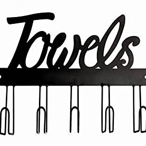 Hassfull Towel Rack for Wall Mount 5 Towel Holder Hooks The Perfect Bathroom Decorations Easy to Install Rack to Hang Your Bathroom Towels, Hand Towel, Beach Towel,Robes, Coat.
