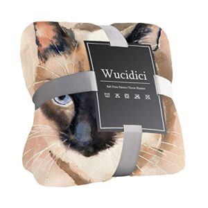 Wucidici Siamese Cat Fleece Throw Blanket Soft Lightweight Blanket for Bed Couch Sofa Travelling Camping Gift for Kids Girls Boys Adults(50" x 60")