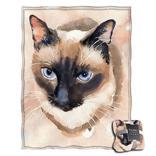 Wucidici Siamese Cat Fleece Throw Blanket Soft Lightweight Blanket for Bed Couch Sofa Travelling Camping Gift for Kids Girls Boys Adults(50" x 60")