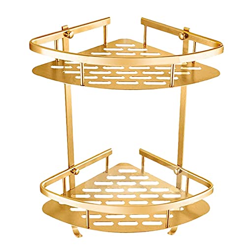 IRDFWH Bathroom Gold Shelf Shower Wall Mounted Corner Basket Shampoo Storage Wall Bathroom Shelf