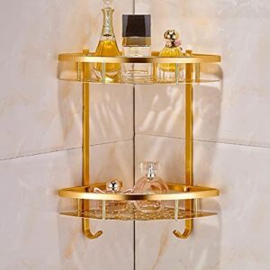 IRDFWH Bathroom Gold Shelf Shower Wall Mounted Corner Basket Shampoo Storage Wall Bathroom Shelf