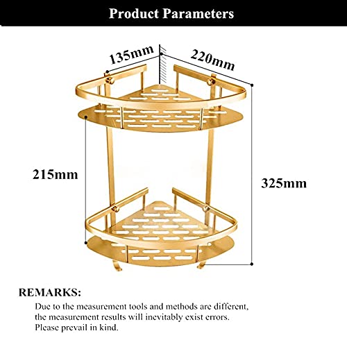 IRDFWH Bathroom Gold Shelf Shower Wall Mounted Corner Basket Shampoo Storage Wall Bathroom Shelf