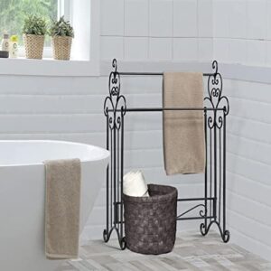 Free Standing Towel Rack 3 Bar Metal Towel Rack Stand Organizer for Bathroom,Bedroom,Laundry Room,Kitchen,Pool, Retro Black