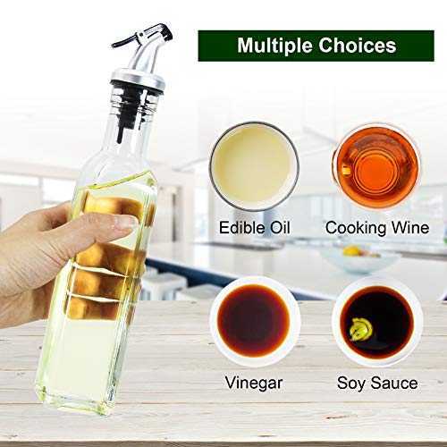 YEBODA 8oz Clear Glass Olive Oil Dispenser Bottles, Olive Oil and Vinegar Cruet Bottle Includes Pourers, Funnel and Labels, Cooking Oil Container for Kitchen 6 Pack