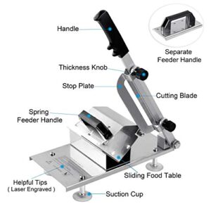 Manual Frozen Meat Slicer, befen Upgraded Stainless Steel Meat Cutter Beef Mutton Roll Food Slicer Slicing Machine for Home Cooking of Hot Pot Shabu Shabu Korean BBQ