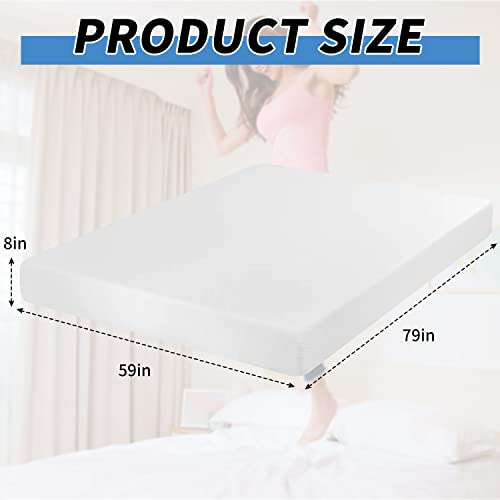 CL.HPAHKL 8 inch Gel Memory Foam Mattress Comfort Queen Mattress Medium Firm Mattresses Bed-in-a-Box CertiPUR-US Certified for Cool Sleep & Pressure Relief, White