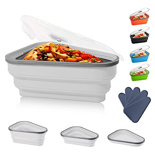 GOCHA Gadgets, Pizza Microwavable Storage Container – Reusable, Expandable & Collapsible with 5 Trays to Organize & Save Space - BPA Free, Microwave & Dishwasher Safe (White)