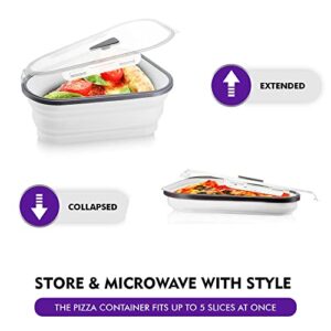 GOCHA Gadgets, Pizza Microwavable Storage Container – Reusable, Expandable & Collapsible with 5 Trays to Organize & Save Space - BPA Free, Microwave & Dishwasher Safe (White)