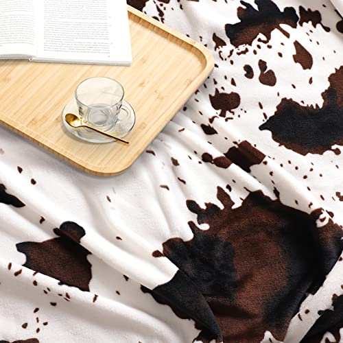 Soft Cow Print Blanket, Ultra Cozy Cow Throw Blanket for Couch Bed and Travel, Cow Decor Throw Blankets for All Seasons 50"x60"