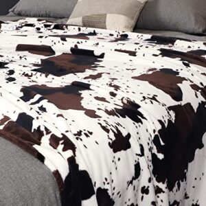 Soft Cow Print Blanket, Ultra Cozy Cow Throw Blanket for Couch Bed and Travel, Cow Decor Throw Blankets for All Seasons 50"x60"