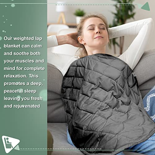 Weighted Lap Blanket, Weighted Lap pad 7lbs(33”x29'') for Adult Portable, Soft Material with Premium Glass Beads for Traveling, Sleeping Relax (Black)