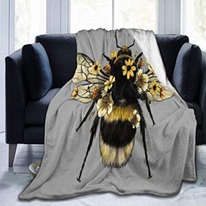 joocar flannel throw blanket cute fluffy bumblebee insect bee cozy&soft plush blankets for bed couch living room sofa chair