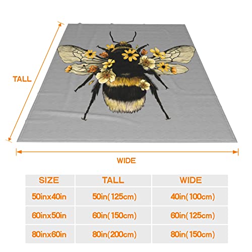 JOOCAR Flannel Throw Blanket Cute Fluffy Bumblebee Insect Bee Cozy&Soft Plush Blankets for Bed Couch Living Room Sofa Chair