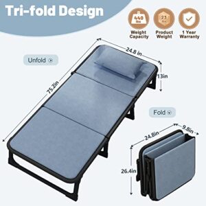 Slsy Folding Bed with Mattress, Cot Size Foldable Guest Beds, Hideaway Cot for Adults, Portable Fold up Bed with Adjustable Positions for Home, Office, Indoor, Outdoor