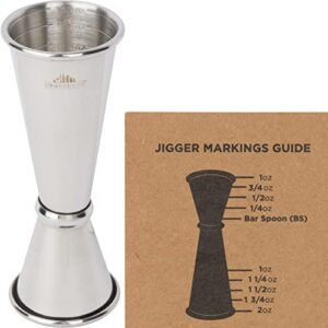 a bar above bar jigger - finished japanese jigger with measurements inside - cocktail measuring jigger - steel measuring tool for bartenders - jigger 2 oz 1 oz - jiggers and pourers