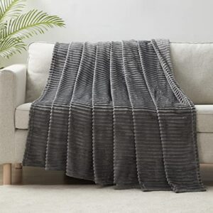 nestl Grey Fleece Blanket – Bed Blankets Queen Size, Lightweight Fuzzy Blanket, Super Soft Blanket, Queen Size Blanket for Bed, Cut Plush Blanket, 90 x 90 Inches Warm Cozy Queen Blanket