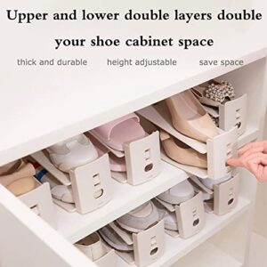 Weinu Shoe Slots Organizer Adjustable Shoe Stacker Storage Double Layer Stack Shoe Holder Space Saver (Blue)