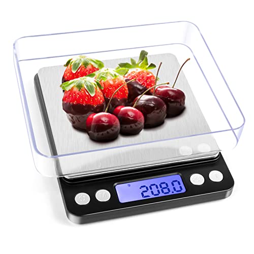 Kitchen Digital Food Scale, High Accuracy Mini Food Scales Digital Weight Grams and Oz for Cooking, Baking, Jewelry, Tare Function, 2 Trays, LCD Display (3000g/0.1g)