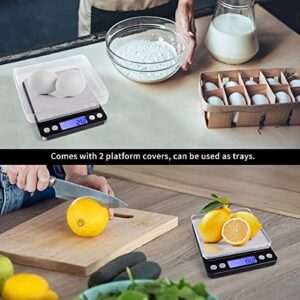 Kitchen Digital Food Scale, High Accuracy Mini Food Scales Digital Weight Grams and Oz for Cooking, Baking, Jewelry, Tare Function, 2 Trays, LCD Display (3000g/0.1g)