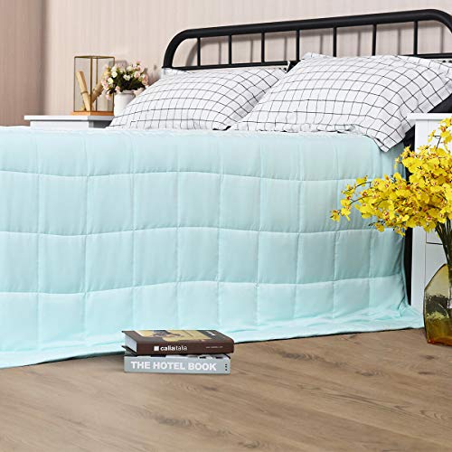 Giantex Cooling Weighted Blanket for Adults 20lbs |60"x 80" | Queen Size, Luxury Cooling Silk Sewed in Cotton Fabric-Soft to Touch & Nano-Glass Beads, Premium Heavy Blankets for Quality Sleep