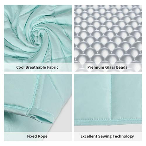 Giantex Cooling Weighted Blanket for Adults 20lbs |60"x 80" | Queen Size, Luxury Cooling Silk Sewed in Cotton Fabric-Soft to Touch & Nano-Glass Beads, Premium Heavy Blankets for Quality Sleep