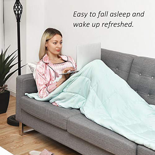 Giantex Cooling Weighted Blanket for Adults 20lbs |60"x 80" | Queen Size, Luxury Cooling Silk Sewed in Cotton Fabric-Soft to Touch & Nano-Glass Beads, Premium Heavy Blankets for Quality Sleep