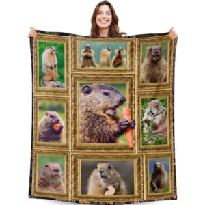 groundhog blanket gifts, 50"x40" happy groundhog day throw blanket, soft cozy fleece bed blanket for women men, gifts for groundhog lovers, plush throw blanket for couch bedroom sofa