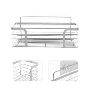 ULTNICE Stainless Steel Floating Wall Shelves Wire Wall Basket Spice Rack Self Adhensive Plant Stand Shower Caddy Hanger for for Home Kitchen Decor Silver 25cm