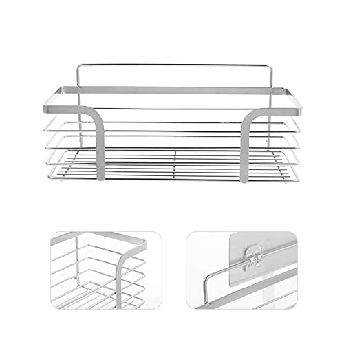 ULTNICE Stainless Steel Floating Wall Shelves Wire Wall Basket Spice Rack Self Adhensive Plant Stand Shower Caddy Hanger for for Home Kitchen Decor Silver 25cm