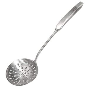 skimmer slotted spoon, [rustproof, integral forming, durable] newness 304 stainless steel slotted spoon with vacuum ergonomic handle, comfortable grip design strainer ladle for kitchen, 14.96 inches