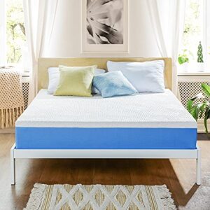 olee sleep 10 inch ventilated gel infused memory foam mattress, certipur-us® certified, blue, queen