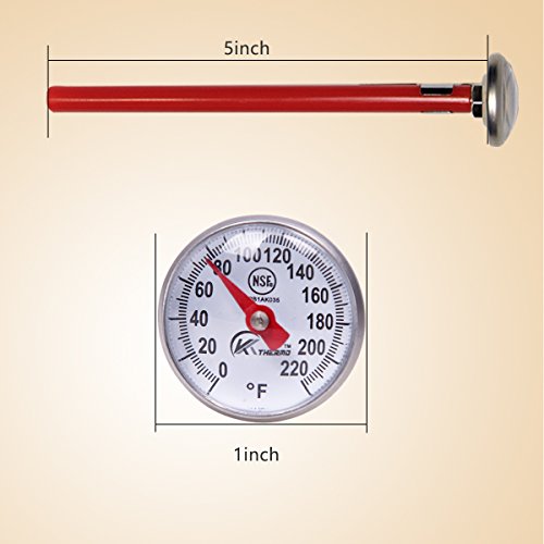 KT THERMO Instant Read 1-Inch Dial Thermometer,Best for The Coffee Drinks,Chocolate Milk Foam