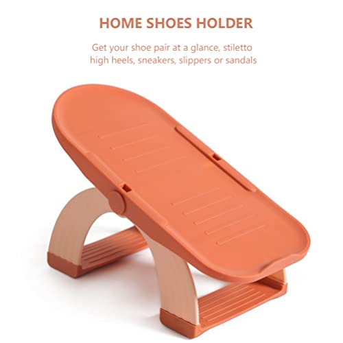 DOITOOL Storage Slots Organizer Stacker: 3pcs Display Holder Plastic for Sneakers Sandals Closet Organization Orange Stackable Shoe