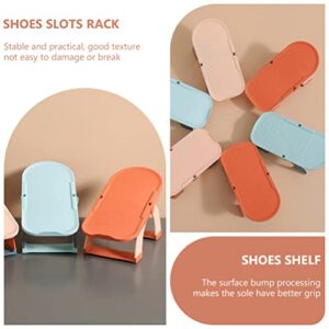 DOITOOL Storage Slots Organizer Stacker: 3pcs Display Holder Plastic for Sneakers Sandals Closet Organization Orange Stackable Shoe