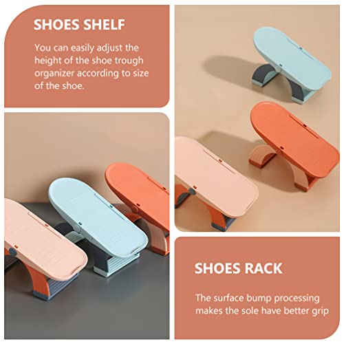 DOITOOL Storage Slots Organizer Stacker: 3pcs Display Holder Plastic for Sneakers Sandals Closet Organization Orange Stackable Shoe