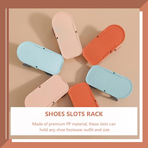 DOITOOL Storage Slots Organizer Stacker: 3pcs Display Holder Plastic for Sneakers Sandals Closet Organization Orange Stackable Shoe