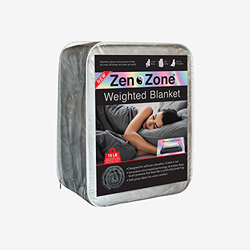 Zen Zone Weighted Blanket with Removable & Washable Cover, 15lb, Plush Grey (48 in. x 72 in.)