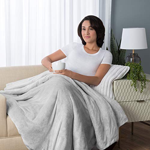 Zen Zone Weighted Blanket with Removable & Washable Cover, 15lb, Plush Grey (48 in. x 72 in.)