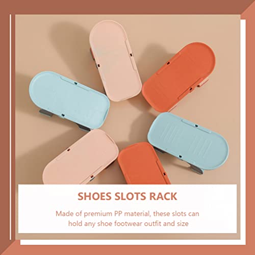 Angoily Stackable Shoe Storage 3pcs Shoe Slots Organizer Space Saver Shoe Stacker Storage Shoe Rack Holder Stackable Shoe Rack Closet Organization Orange