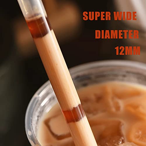ALINK 100 PCS Clear Plastic Boba Straws, 1/2" Wide X 8 1/2" Long Disposable Smoothie Straws for Bubble Tea, Shakes, Popping Pearls