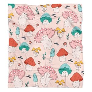 kawaii mushroom blanket for all season air conditioner, cute mushroom throw blanket gift soft flannel 50*60 inch for sofa bed lightweight blankets
