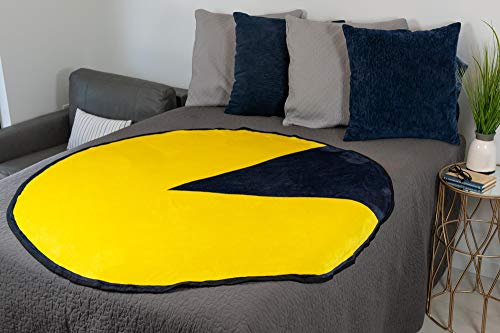 JUST FUNKY Pac-Man Video Game Large Fleece Throw Blanket | Official Pac-Man Character Throw Blanket | Collectible Video Game Throw Blanket | Measures 60 Inches in Diameter