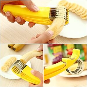 FireKylin Banana Slicer,ABS + Stainless Steel Fruit and Vegetable Salad Peeler Cutter Kitchen Tools For banana, Sausage, Strawberry,Grape（1 pcs）